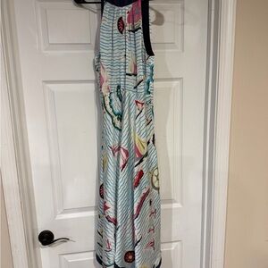 Anthropologie Multicolor Sleeveless Maxi Dress with Navy Yoke